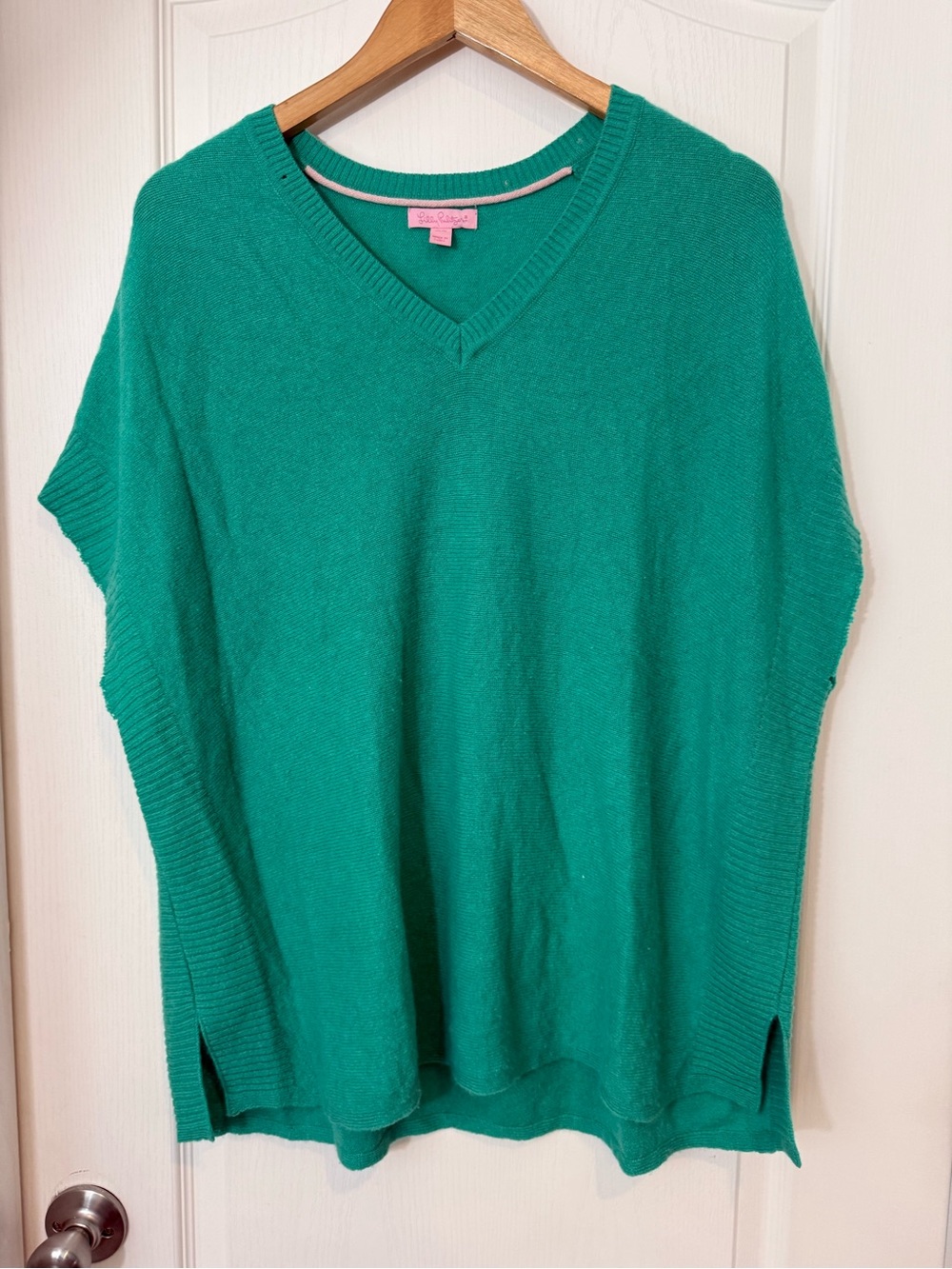Lilly Pulitzer Teal V-Neck Sweater Poncho